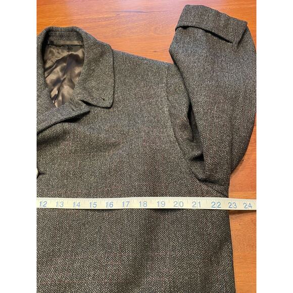 Vintage Hickey Freeman Asheville Wool Over Coat Car Trench Gray Windowpane - Picture 8 of 14